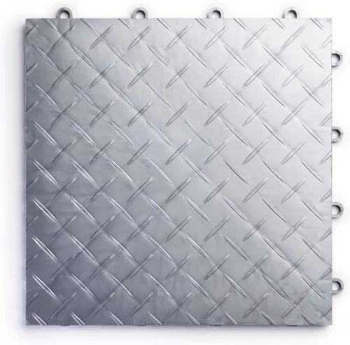 Big Floors RaceDeck Diseño de Placa de Diamante, Baldosa de Piso Modular Entrelazante Durable para Garaje (Aleación, Paquete de 12 de Baldosas de 12
