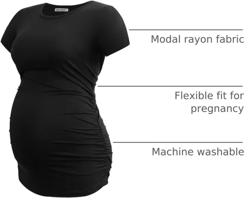 Miniatura 53 de Smallshow - Camiseta de maternidad para mujer, diseño de lados fruncidos, tipo túnica, prendas para el embarazo