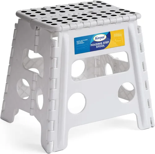 Miniatura 28 de Korpai Taburete plegable de 16 pulgadas para adultos y niños con capacidad para hasta 300 libras, taburetes plegables antideslizantes con mango