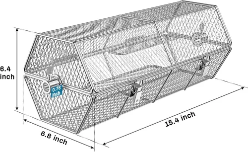 Miniatura 2 de Skyflame Cesta redonda de acero inoxidable para asar alimentos divididos, se adapta a barras de asador hexagonal de 5/16 pulgadas, cuadrado de 3/8