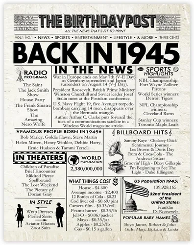Miniatura 27 de Póster de cumpleaños 96 sin marco, periódico Back In 1930, regalos de feliz cumpleaños 96 para hombres y mujeres, vintage, retro, nacido en 1930
