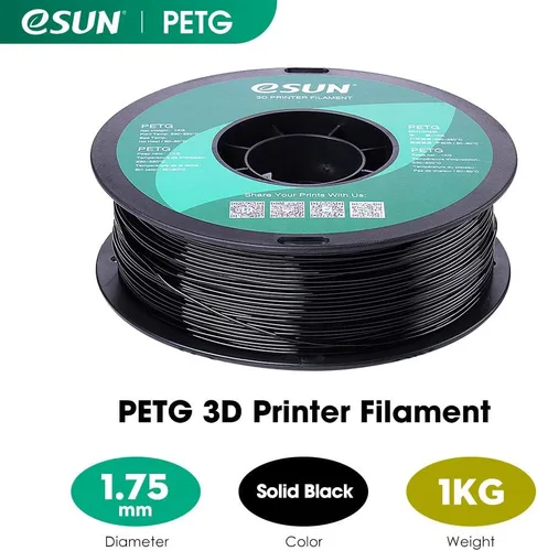 Miniatura 2 de Materiales de impresión 3D de filamento de 1,75mm, de 1kg( 2.2lb) PETG, sólido, de colores opaco y negro Negro sólido