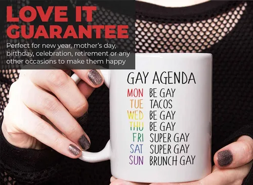 Miniatura 7 de Bubble Hugs Taza de café del mes del orgullo, agenda gay, planificador semanal Rainbow Queer LGBTQ Lesbiana Gay Pride LGBT Aliado Soporte 11oz Blanco