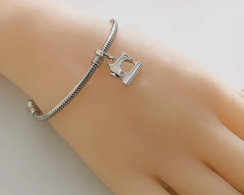 Miniatura 3 de BOLENVI Abalorio de plata de ley 925 para máquina de coser blanca para pulseras o collares similares Plata esterlina Sin gemas