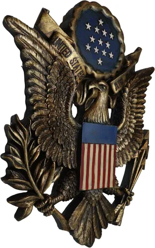 Miniatura 4 de Ebros Gift Emblema patriótico de la Fuerza Aérea de Estados Unidos con 2 viejas banderas estadounidenses fieles y placa decorativa de pared