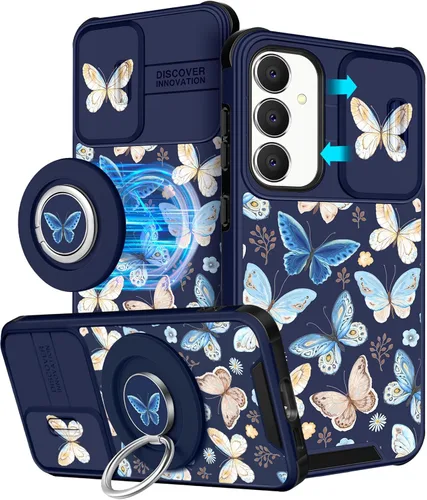 Miniatura 39 de Funermei Funda para teléfono Samsung Galaxy A15 5G - [2 en 1] Funda para teléfono de mujeres lindas chicas, diseño femenino de mariposa negra