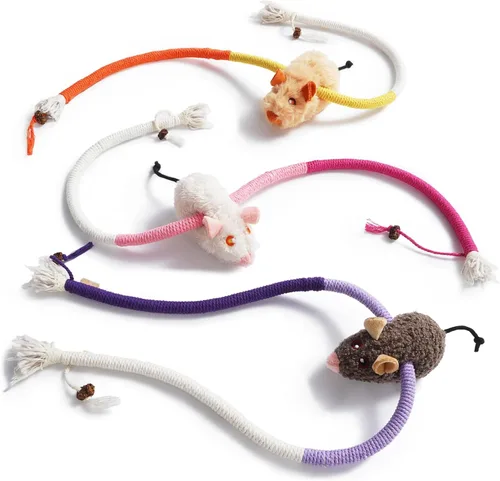 Cuerdas masticables para gatos con ratón de hierba gatera, 3 juguetes masticables para gatos grandes, juguetes 3 en 1 con hierba gatera y cuerdas