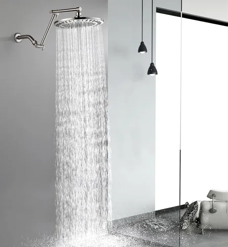 Miniatura 8 de BRIGHT SHOWERS Extensor de brazo de ducha de latón para lluvia y cabezal de ducha de mano, brazo de extensión universal de 14 pulgadas, altura