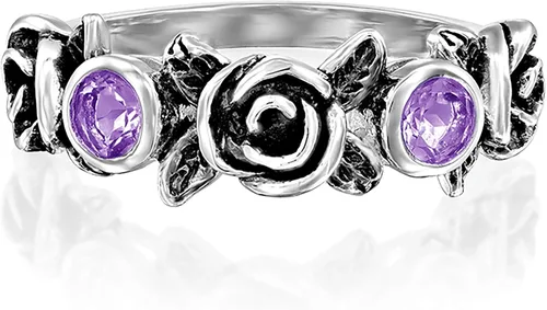 Paz Creations Ring For Women - 925 Sterling Silver Vintage Rings For Woman - Handcrafted Rose Flower Design With Gemstones - Jewelry with One Year