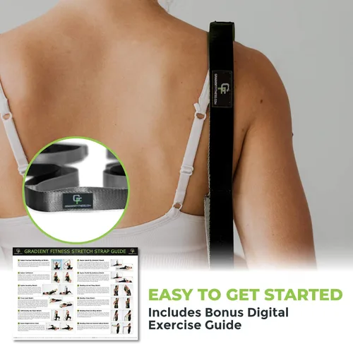 Miniatura 7 de Gradient Fitness Stretching Strap for Physical Therapy, 12 Multi-Loop Stretch Strap 1" W x 8' L, Neoprene Handles, Physical Therapy Equipment, Yoga