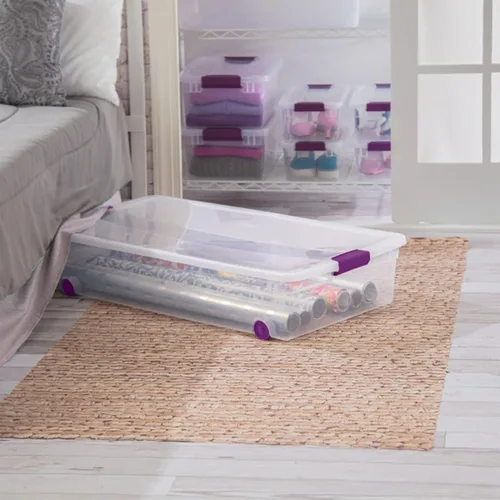 Miniatura 6 de Sterilite ClearView - Paquete de 4 cajas de cierre ClearView de 60 cuartos de galón, contenedores organizadores con ruedas con tapas de pestillo