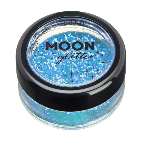 Moon Glitter - Brillantina iridiscente - Purpurina 100% cosmética para cara, cuerpo, uñas, cabello y labios, 0.18 oz (5 g), color azul