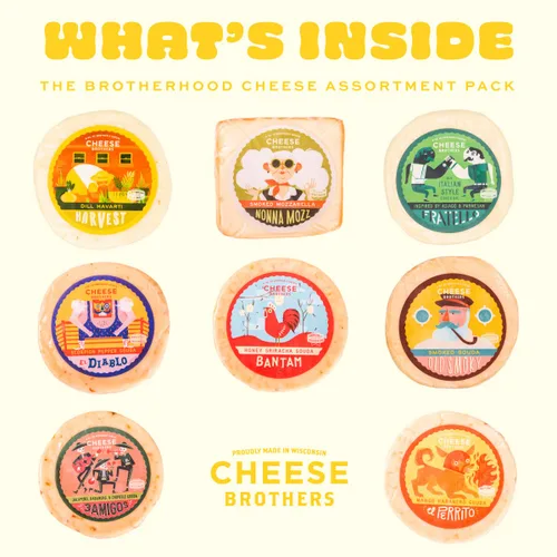 Miniatura 2 de Caja de regalo de Cheese Bros. Brotherhood Fresco de Wisconsin Surtido de Gouda, Havarti, Mozzarella y Fratello Gran idea de regalo de comida