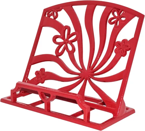 Elegante soporte para libros de cocina de hierro fundido, soporte decorativo de metal para libros de recetas para Biblia, soporte de libro de