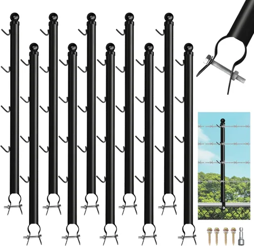 Paquete de 10 extensiones de brazo de alambre de púas para valla de eslabones de cadena, brazo extendido de alambre de púas de 25 pulgadas para riel