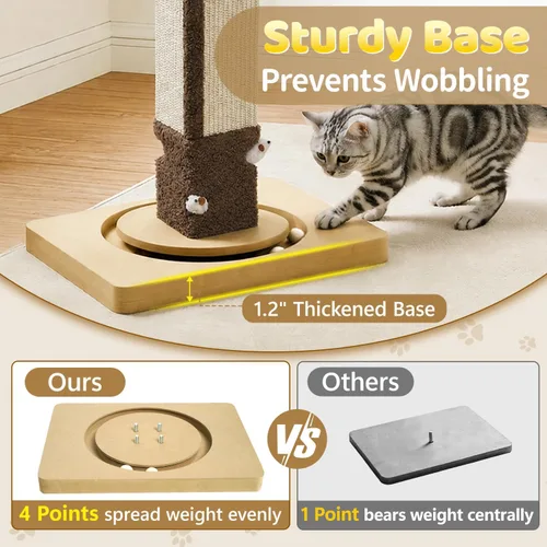Miniatura 2 de Poste rascador alto para gatos grandes y gatitos, poste vertical de sisal interior de 33 pulgadas, estructura cuadrada resistente con 4 agujeros