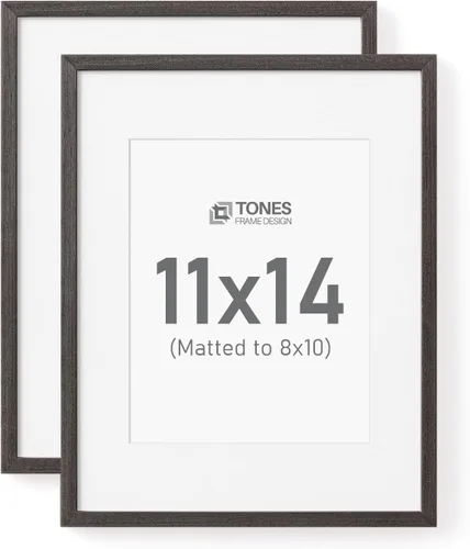 Miniatura 45 de TONES FRAME DESIGN Juego de 2 portarretratos de 5 x 7 pulgadas con acabado de chapa de madera maciza de roble de 5 x 7 pulgadas con paspartú de 4 x