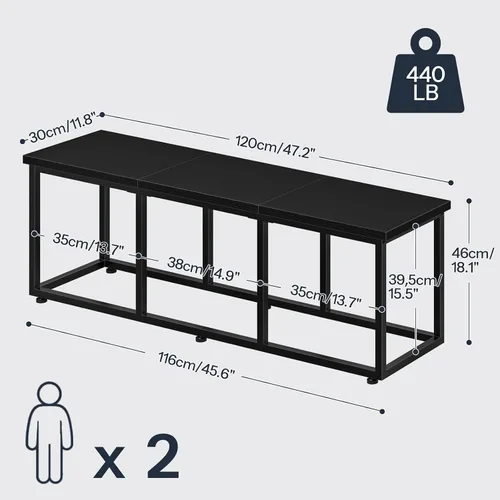 Miniatura 3 de HOOBRO Banco de comedor, banco de mesa de comedor de 47.2 pulgadas, banco de cocina de estilo industrial, marco de acero, fácil de montar