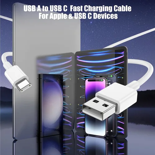 Miniatura 3 de Cable Carplay de coche para iPhone 17 16 15 Pro Plus Pro Max Air, paquete de 3 [3.3 pies + 3.3 pies + 6 pies] USB A a USB C cable para iPhone 17 16