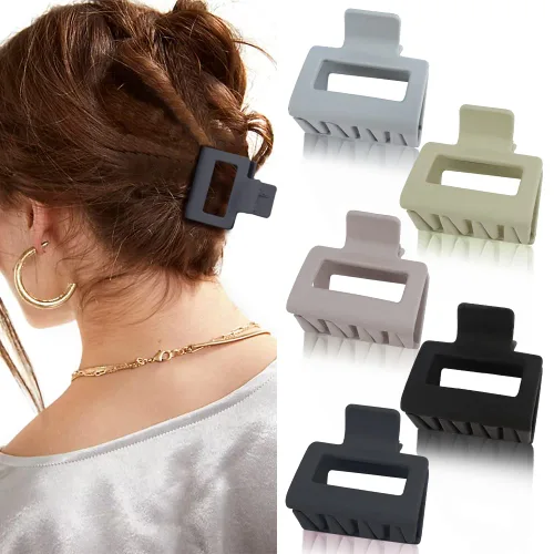 Miniatura 9 de ATODEN Pinzas cuadradas mate para el cabello para mujeres y niñas, 5 abrazaderas rectangulares de agarre antideslizantes medianas para cabello corto