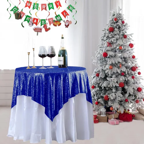 Miniatura 68 de Manteles redondos de lentejuelas negros para fiestas, de 121,9 cm, mantel redondo de purpurina ajustado, pequeño, lindo y dulce, para boda