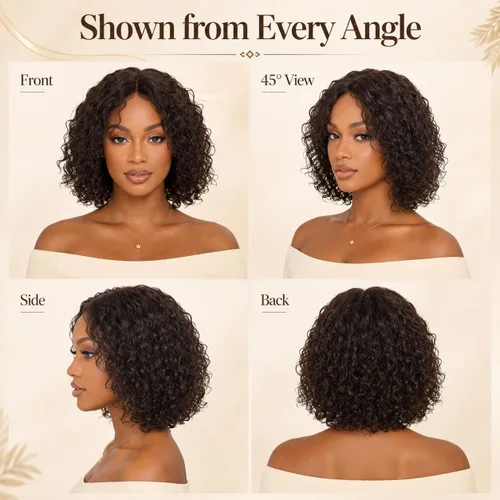 Miniatura 5 de Peluca de cabello humano con encaje frontal en T de 13 x 4 pulgadas, peluca de encaje HD rizado profundo sin pegamento, línea de cabello