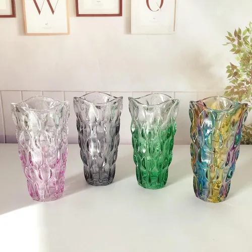 Miniatura 7 de Florero de Cristal de Flores Irrompible de 2.4 libras, 9.5 pulgadas, florero brillante, estilo bohemio, para centros de mesa, cocina, oficina, sala