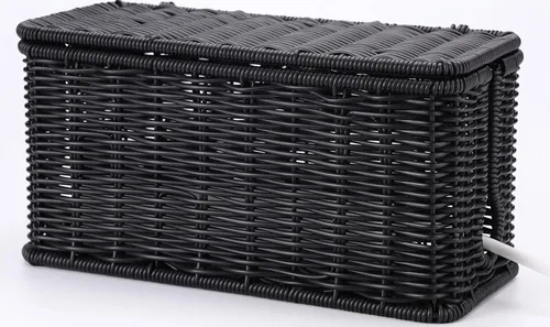 Miniatura 14 de Caja de Gestión de Cables Hecha a Mano Marrón, Organizador de Cables de Ratán de Imitación Caja Ocultadora de Cables, Caja Organizadora de Cables