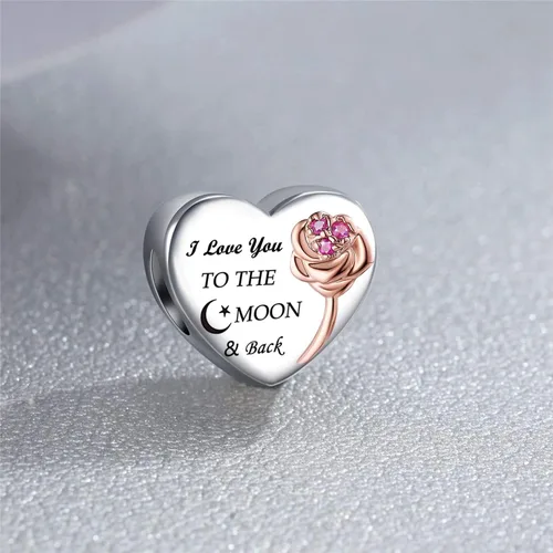 Miniatura 4 de MallDou Jewelry Dije de plata de ley 925 para dijes, pulseras, lazo, árbol familiar, corazón, regalo de cumpleaños, Cristal, Circonita cúbica