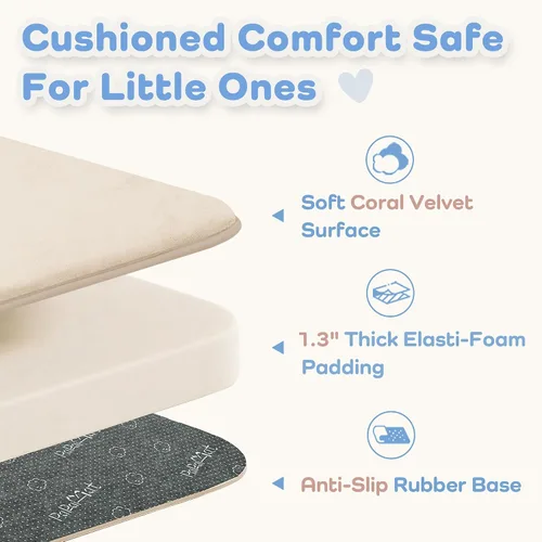 Miniatura 4 de Tapete de cama de bebé de 1.3 pulgadas de grosor para dormitorio, tapete básico de espuma acolchada suave de felpa de 28 x 72 pulgadas con acolchado