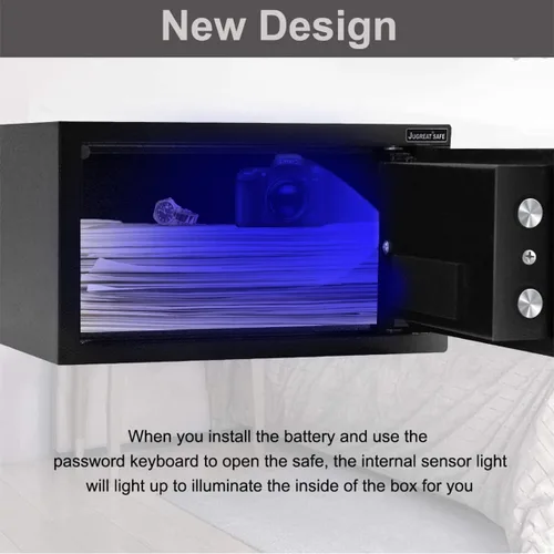 Miniatura 6 de JUGREAT Caja fuerte, caja fuerte electrónica de seguridad digital con luz de inducción, construcción de acero oculta con cerradura, diseño de Negro