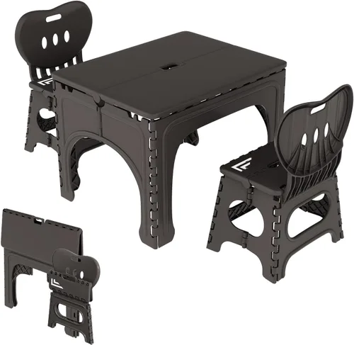 UNICOO Juego de mesa y sillas plegables para niños, mesa y sillas plegables para niños, mesa de actividades plegable, mesa de picnic portátil, ideal