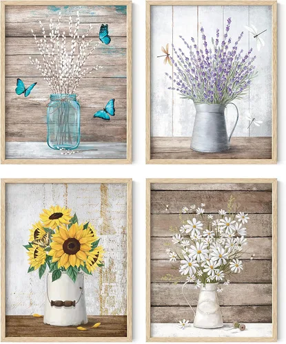Miniatura 16 de HAUS AND HUES Arte de pared floral gris, juego de 4 pósteres de plantas para pared vintage, impresiones botánicas, cuadros de flores en blanco