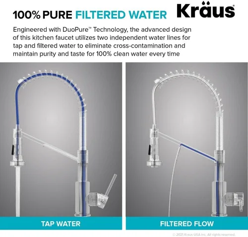 Miniatura 7 de Kraus Bolden 2-en-1 Grifo de cocina de estilo comercial con filtro de agua monomando extraíble para ósmosis inversa o sistema de filtración de agua
