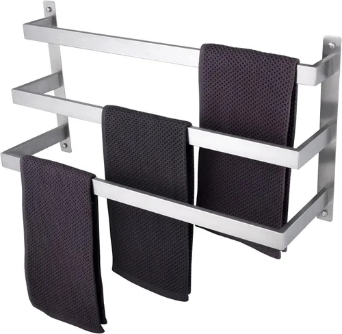 Miniatura 8 de KOKOSIRI Toalleros negros para toallas de baño, 3 niveles, escalera, para colgar en la pared, estantes de acero inoxidable, B5006BK-L24 Negro mate