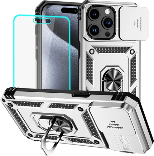 Miniatura 21 de HNHYGETE Funda para iPhone XR con protector de pantalla HD: [grado militar de 20 pies probada en caídas] Funda protectora para cámara deslizante a