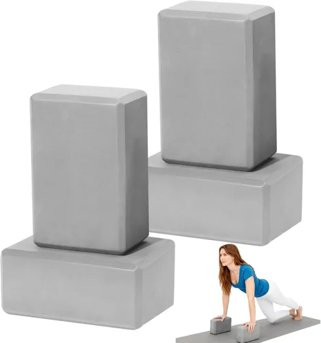Paquete de 4 bloques de yoga – Bloques de espuma EVA prémium para entrenamiento de pilates, estiramiento, meditación, ladrillo de yoga para