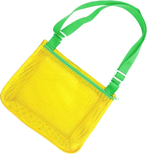 Miniatura 19 de UTTPLL Bolsa de playa de malla colorida ajustable para niños, bolsa de red de secado rápido para conchas marinas que recolecta arena juguete Rosa