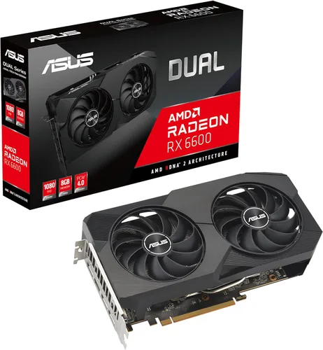 ASUS Tarjeta gráfica para juegos AMD Radeon™ RX 6600 8GB GDDR6 Dual (AMD RDNA™ 2, PCIe 4.0, memoria GDDR6 de 8 GB, HDMI 2.1, DisplayPort 1.4a,