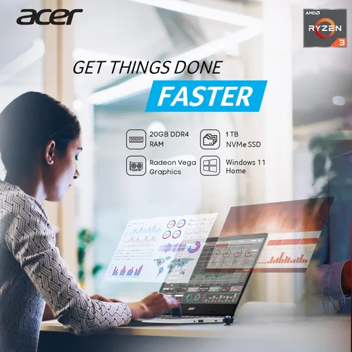 Miniatura 2 de acer Laptop Aspire 5 Slim 2023, pantalla Full HD de 15.6 pulgadas, 20 GB de RAM, almacenamiento SSD de 1 TB, procesador AMD Ryzen de 4 núcleos