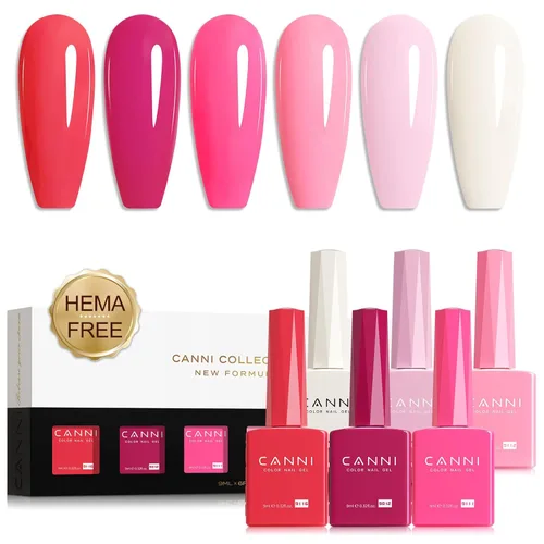 Miniatura 21 de CANNI Kit de esmalte de uñas de gel, 6 colores, rosa nude, 0.3 fl oz, tonos de piel, uñas francesas, marrón neutro, kit de uñas de gel para remojar
