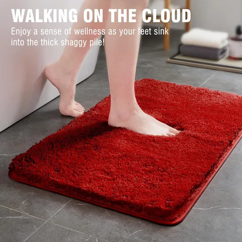 Miniatura 2 de TECHMILLY Alfombras Corredoras de Baño Super Suaves Peludas, Alfombras de Baño de Microfibra Gruesas Antideslizantes Absorbentes, Tapete de Baño