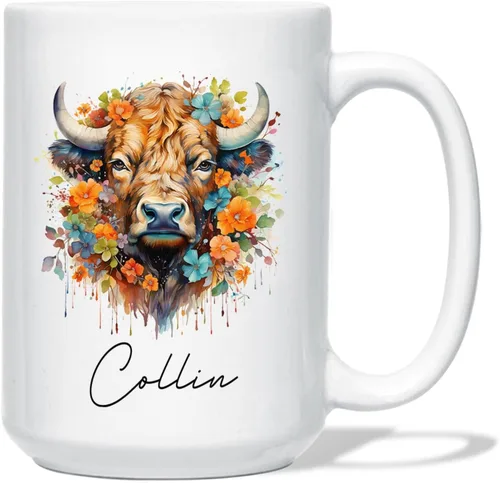 Miniatura 28 de Taza de café de oso – Regalo personalizado para amantes, taza de té de animales salvajes con flores, regalo de cerámica personalizado para amantes