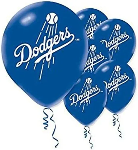 Los Angeles Dodgers MLB - Globos de látex impresos – 12" (paquete de 6) – Perfectos para fiestas del día del juego y celebraciones