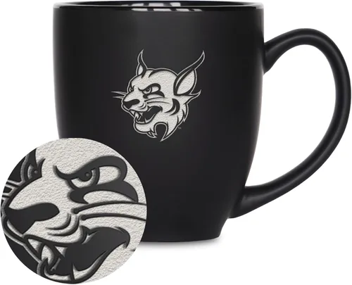 Miniatura 224 de Rico Industries - Taza de cerámica mate negra con grabado láser estándar de 15oz para NCAA (escuelas T & U) - Para bebidas calientes o frías