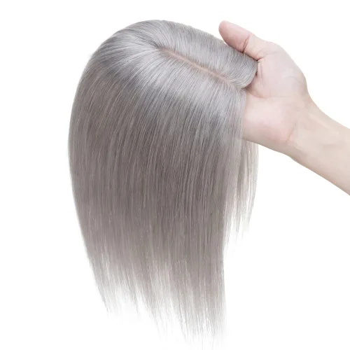 Miniatura 13 de MY-LADY Extensiones de cabello humano para mujeres con base de seda y clip de encaje, 150% de densidad, cabello humano real, 7 * 13 cm, lacio, 6