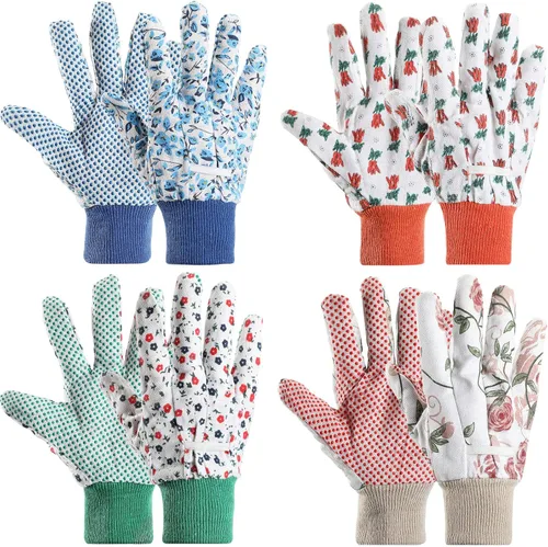 Geiserailie 4 pares de guantes de jardín para mujer, guantes de trabajo de jardinería floral, suaves, transpirables, limpieza de patio, pesca,