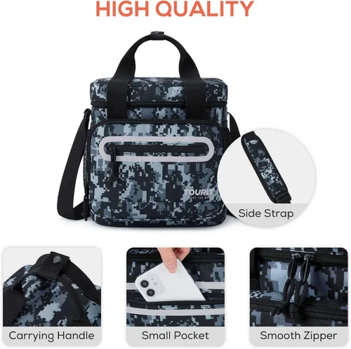 Miniatura 6 de TOURIT Lonchera grande de 14L con aislamiento para almuerzo, enfriador de comida para hombres y mujeres, color negro Camuflaje