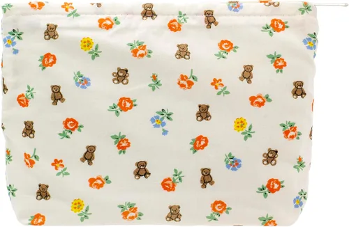 Miniatura 79 de Pazimiik Bolsa de maquillaje floral, grande, de algodón, con cremallera para bolsa de viaje, organizador de maquillaje de lona para mujeres, Algodón