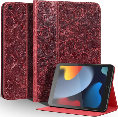 Miniatura 14 de Gexmil Funda para iPad de 9ª/8ª/7ª generación (2021/2020/2019), funda de cuero genuino de 10.2 pulgadas, funda de piel de vaca con función